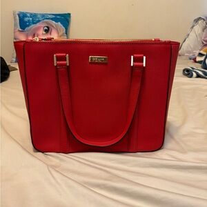 Kate Spade Coral Red Leather Newbury Lane Briar Tote